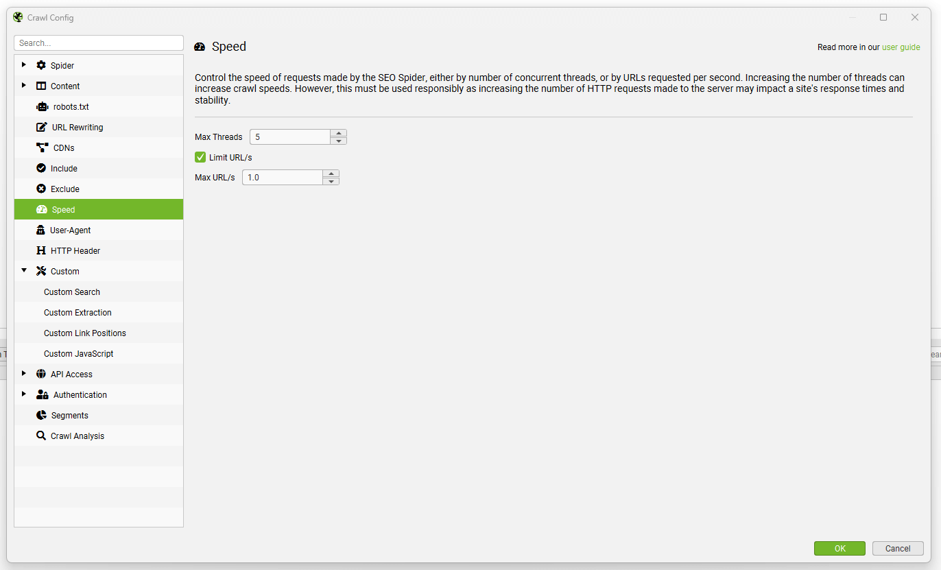 Speed config